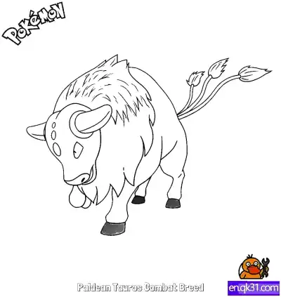 Free printable Paldean Tauros Combat Breed Coloring Page - Free Printable Pokemon Coloring Sheets coloring page